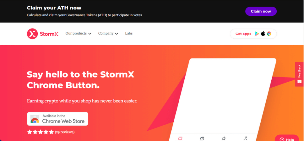 StormX cashback extension app