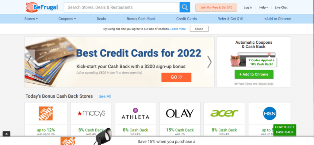 BeFrugal cashback extension app