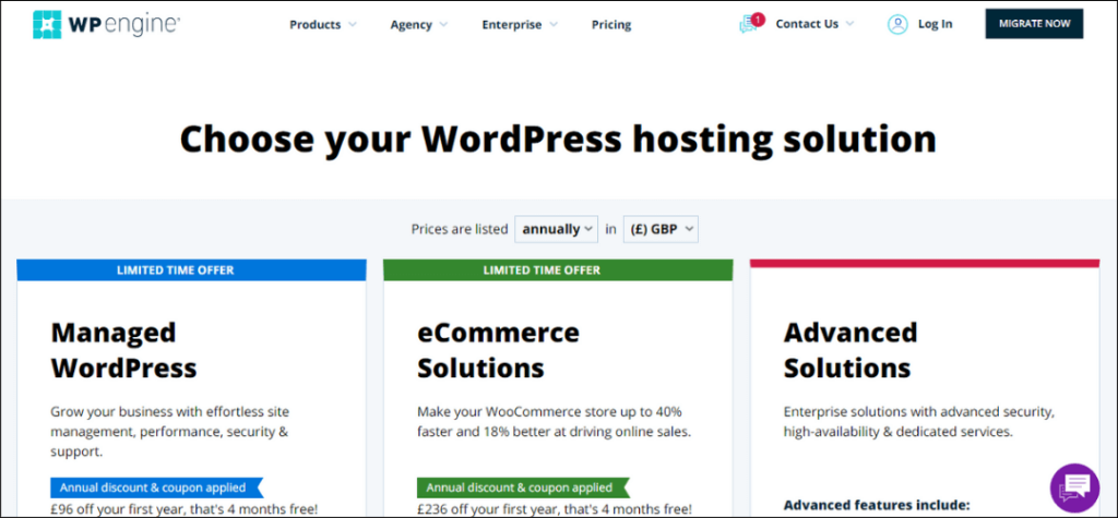 WP Engine web hosting