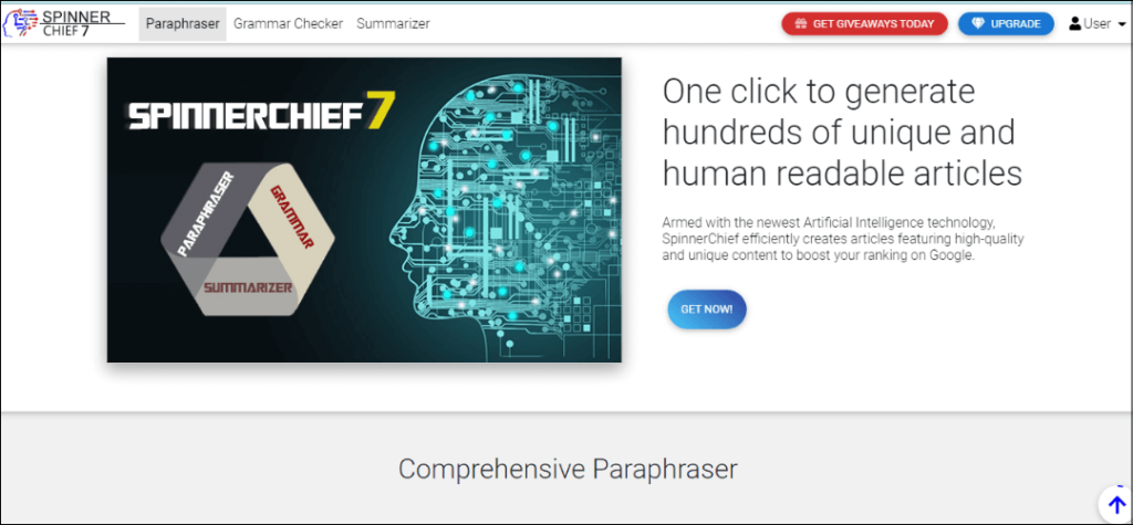 Spinner Chief 7 Online Paraphrasing Tool