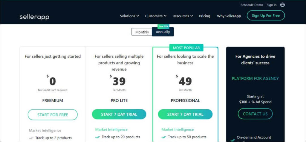 SellerApp pricing