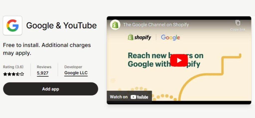 Google & Youtube channel shopify app