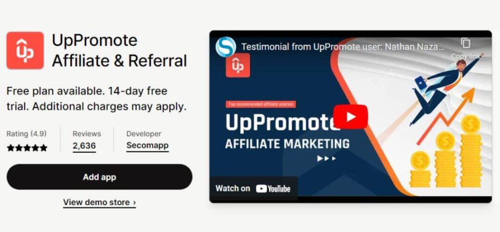 UpPromote affiliate & refferal shopify app