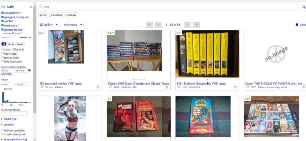 Craiglist - Discover top spots to sell VHS tapes