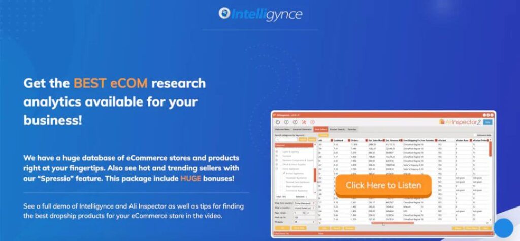 Intelligynce dropshipping product research tool